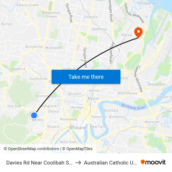Davies Rd Near Coolibah St, Stop 33 to Australian Catholic University map
