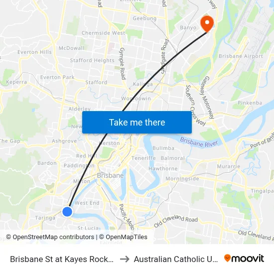 Brisbane St at Kayes Rocks, Stop 15 to Australian Catholic University map