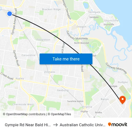 Gympie Rd Near Bald Hills Rd to Australian Catholic University map
