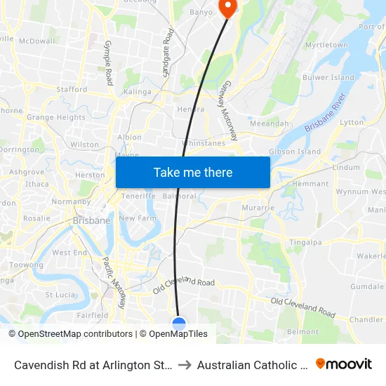 Cavendish Rd at Arlington Street, Stop 37 to Australian Catholic University map