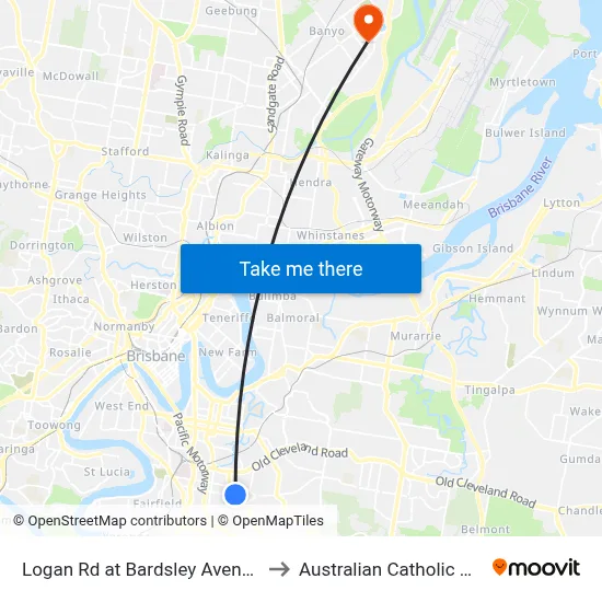 Logan Rd at Bardsley Avenue, Stop 20 to Australian Catholic University map