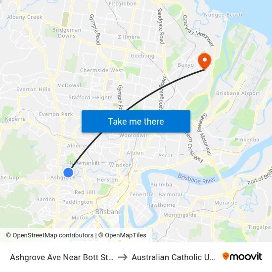 Ashgrove Ave Near Bott St, Stop 25 to Australian Catholic University map