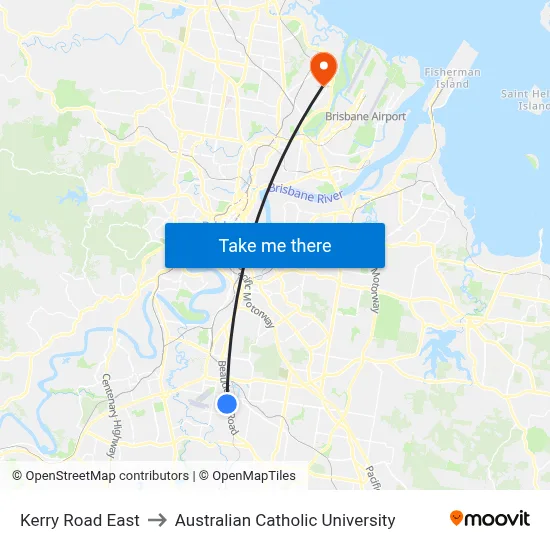 Kerry Road East to Australian Catholic University map