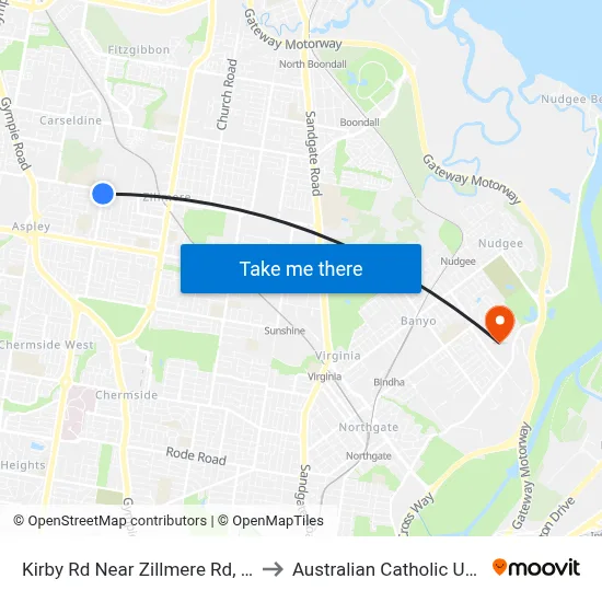 Kirby Rd Near Zillmere Rd, Stop 52a to Australian Catholic University map