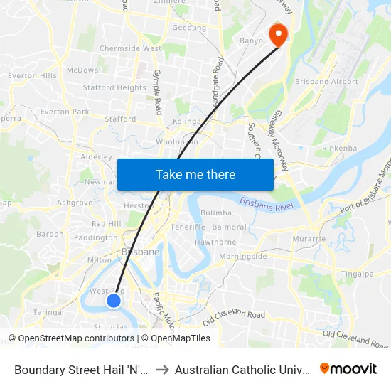 Boundary Street Hail 'N' Ride to Australian Catholic University map