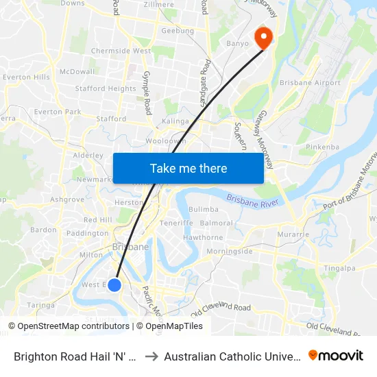 Brighton Road Hail 'N' Ride to Australian Catholic University map