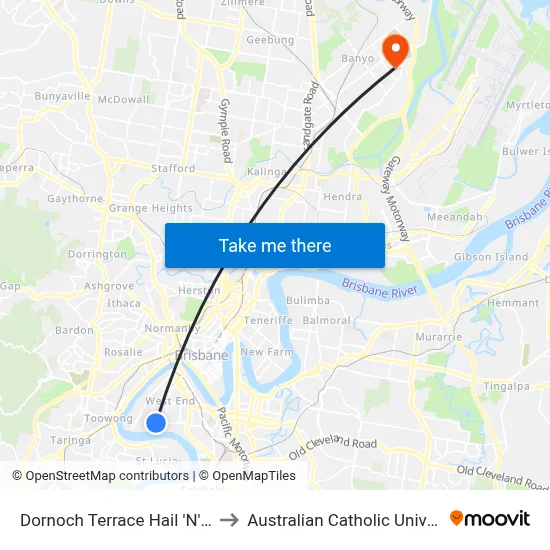 Dornoch Terrace Hail 'N' Ride to Australian Catholic University map