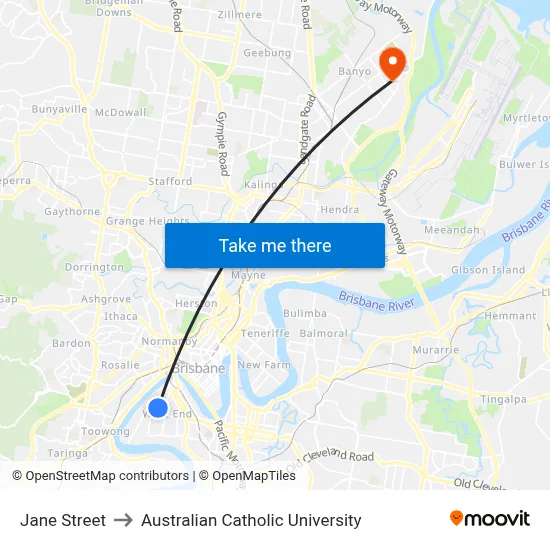 Jane Street to Australian Catholic University map