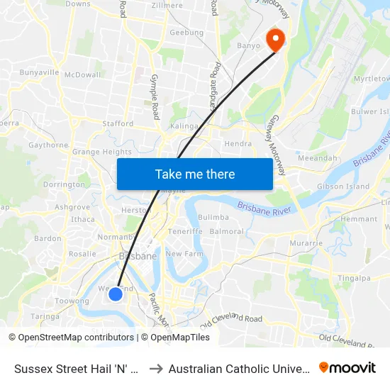 Sussex Street Hail 'N' Ride to Australian Catholic University map