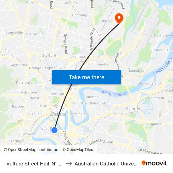 Vulture Street Hail 'N' Ride to Australian Catholic University map