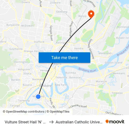 Vulture Street Hail 'N' Ride to Australian Catholic University map