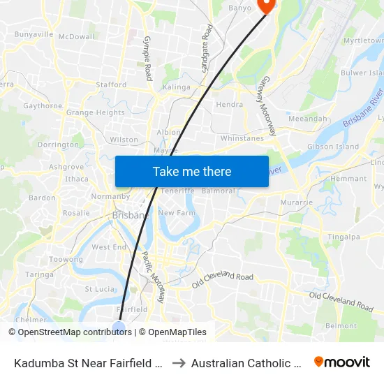 Kadumba St Near Fairfield Rd, Stop 22 to Australian Catholic University map