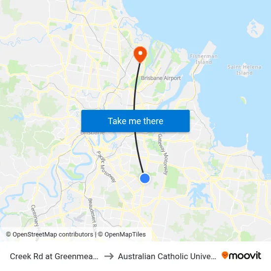 Creek Rd at Greenmeadow to Australian Catholic University map