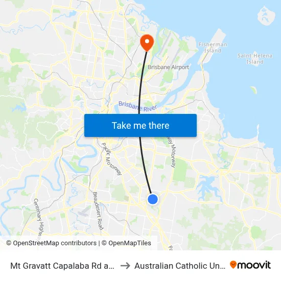 Mt Gravatt Capalaba Rd at Agaton to Australian Catholic University map