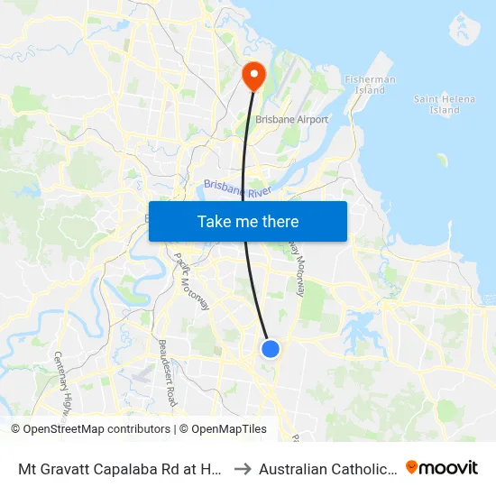Mt Gravatt Capalaba Rd at Ham Road South to Australian Catholic University map