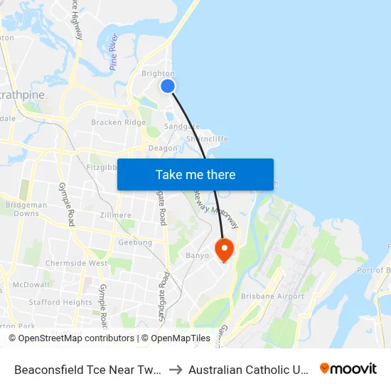 Beaconsfield Tce Near Twelfth Ave to Australian Catholic University map