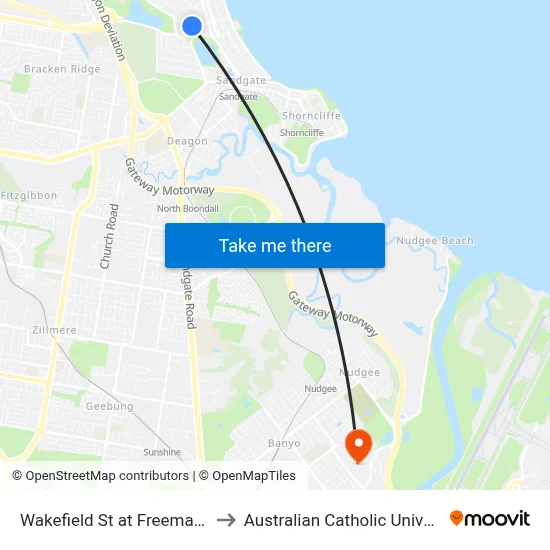 Wakefield St at Freemasons to Australian Catholic University map