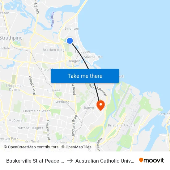 Baskerville St at Peace Park to Australian Catholic University map