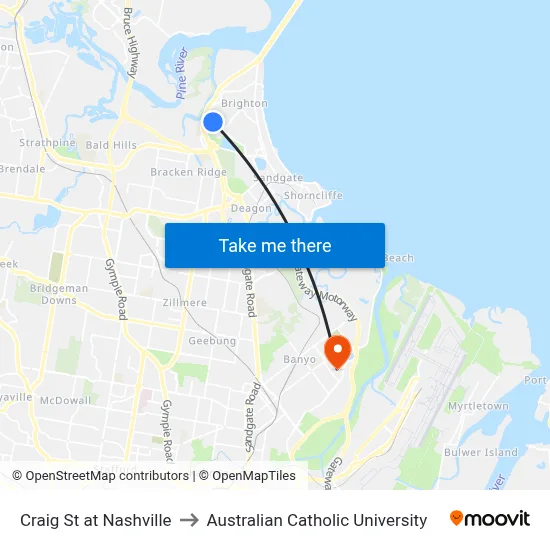 Craig St at Nashville to Australian Catholic University map