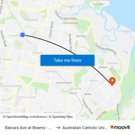 Balcara Ave at Beams - Balcara to Australian Catholic University map