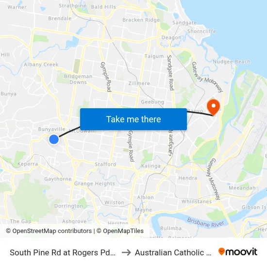 South Pine Rd at Rogers Pde W, Stop 44 to Australian Catholic University map