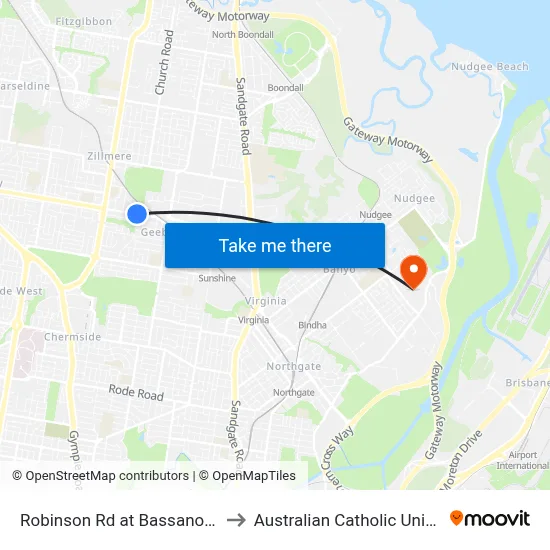 Robinson Rd at Bassano Street to Australian Catholic University map
