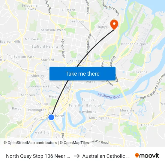 North Quay Stop 106 Near Herschel St to Australian Catholic University map