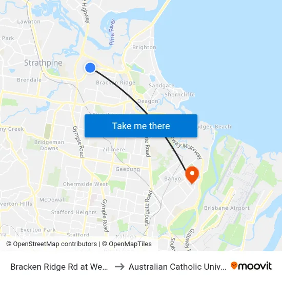Bracken Ridge Rd at Wetlands to Australian Catholic University map