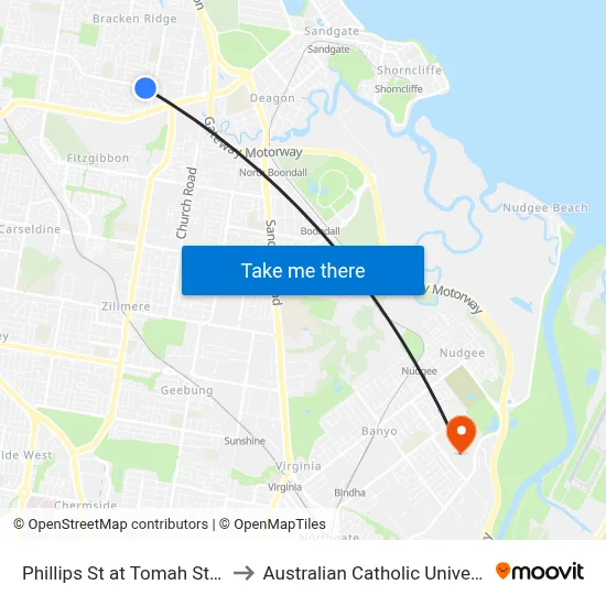 Phillips St at Tomah Street to Australian Catholic University map