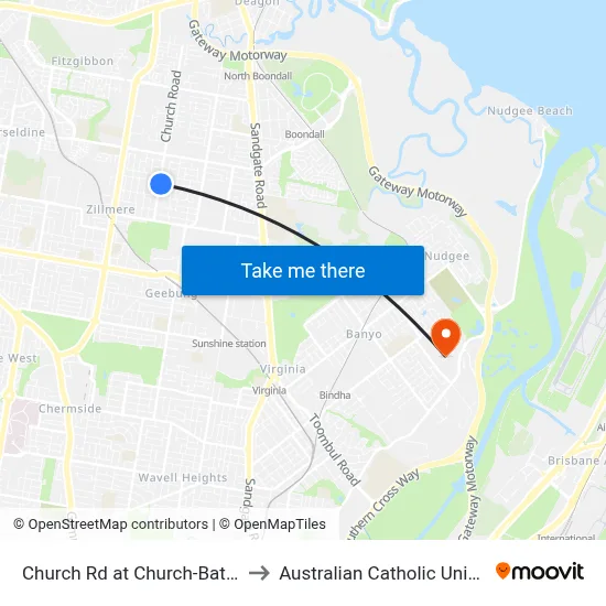 Church Rd at Church-Battersby to Australian Catholic University map