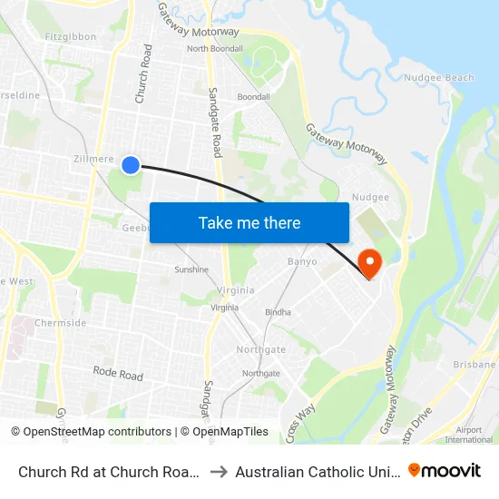 Church Rd at Church Road South to Australian Catholic University map