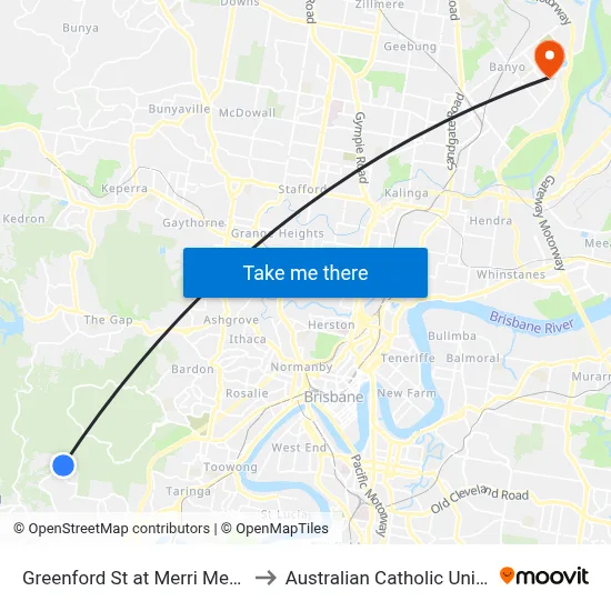 Greenford St at Merri Merri Park to Australian Catholic University map