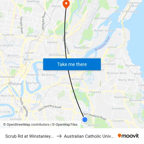 Scrub Rd at Winstanley East to Australian Catholic University map