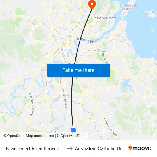 Beaudesert Rd at Illaweena Street to Australian Catholic University map