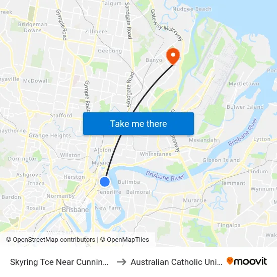 Skyring Tce Near Cunningham St to Australian Catholic University map