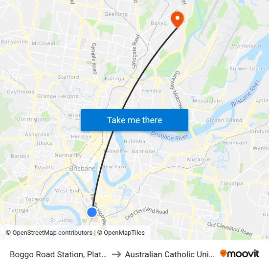 Boggo Road Station, Platform 6 to Australian Catholic University map