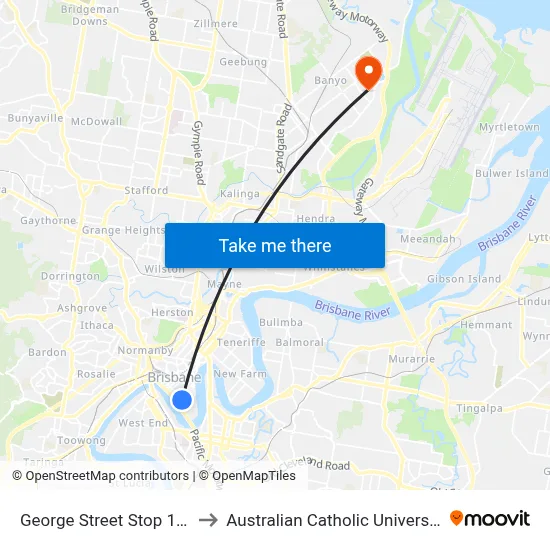 George Street Stop 108 to Australian Catholic University map