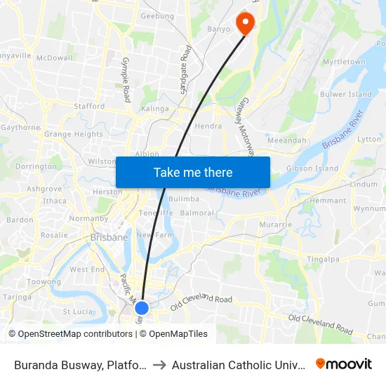 Buranda Busway, Platform 2 to Australian Catholic University map