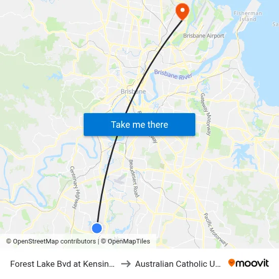 Forest Lake Bvd at Kensington Way to Australian Catholic University map