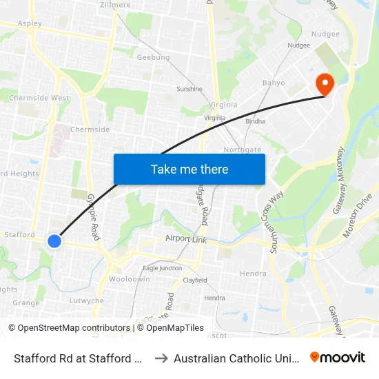 Stafford Rd at Stafford Central to Australian Catholic University map