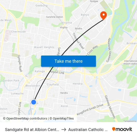 Sandgate Rd at Albion Central Stop 19 to Australian Catholic University map
