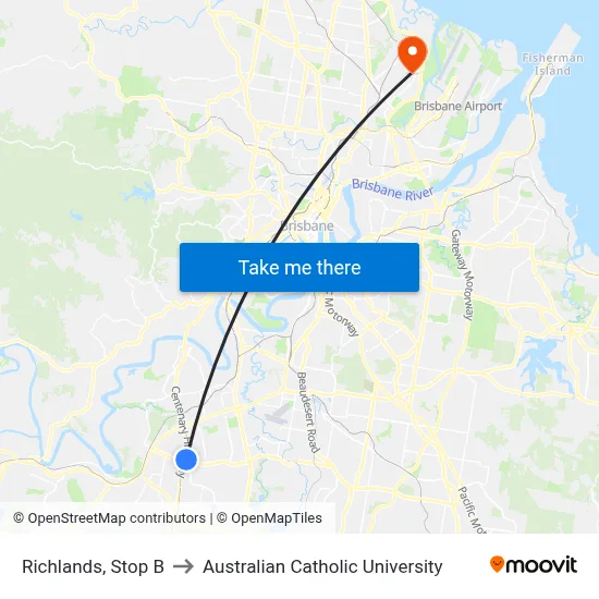 Richlands, Stop B to Australian Catholic University map