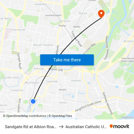 Sandgate Rd at Albion Road Stop 18 to Australian Catholic University map