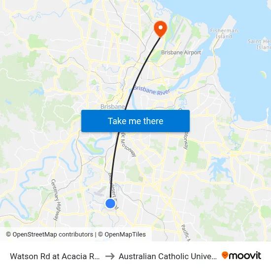 Watson Rd at Acacia Ridge to Australian Catholic University map