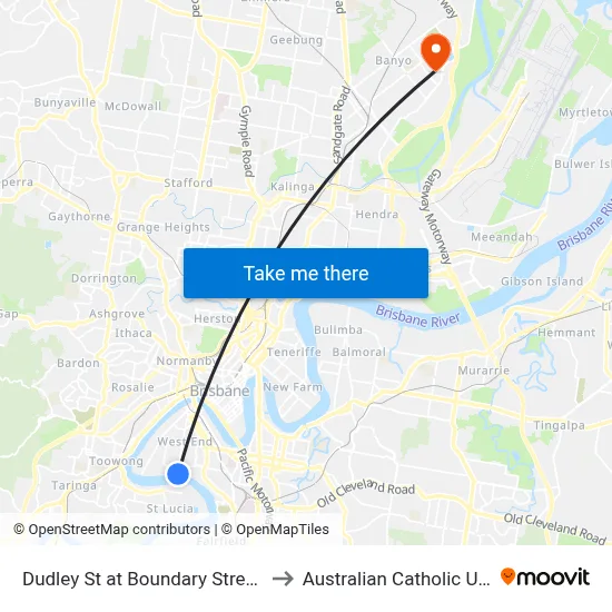 Dudley St at Boundary Street, Stop 24 to Australian Catholic University map