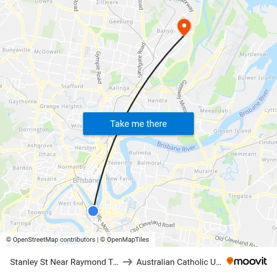 Stanley St Near Raymond Tce, Stop 6 to Australian Catholic University map