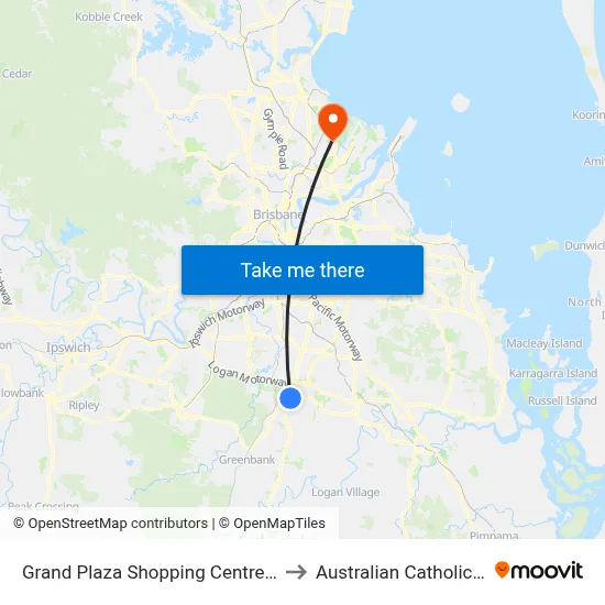 Grand Plaza Shopping Centre (Sth Car Park) to Australian Catholic University map