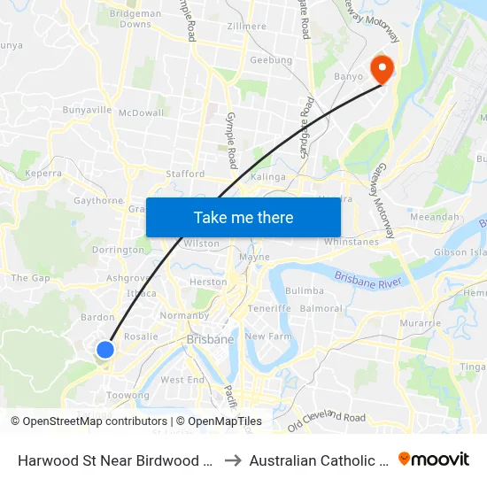 Harwood St Near Birdwood Tce, Stop 28a to Australian Catholic University map