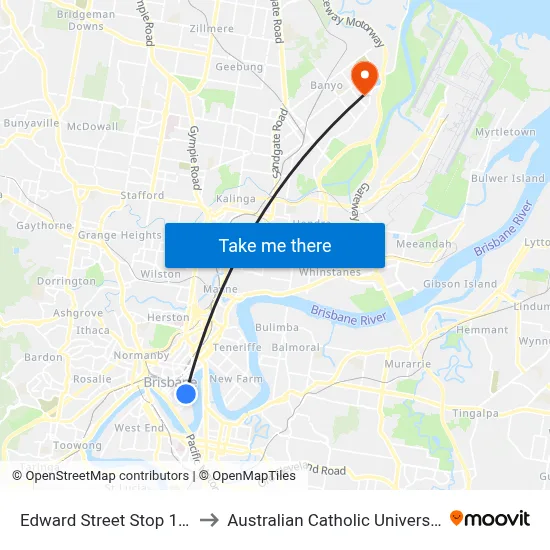 Edward Street Stop 145 to Australian Catholic University map