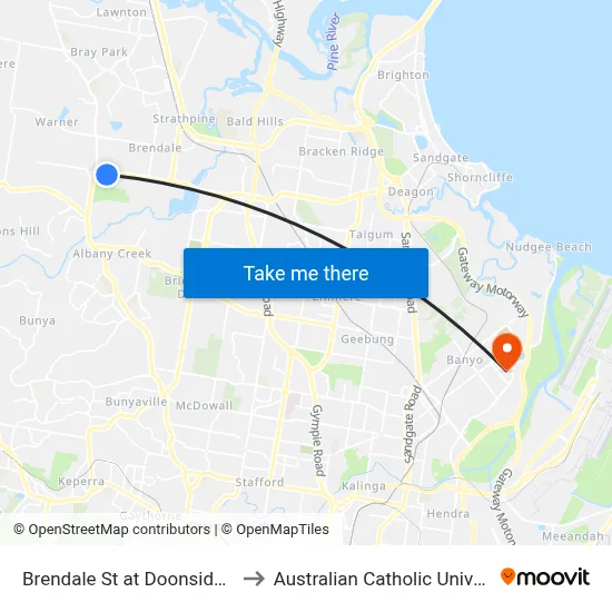 Brendale St at Doonside Pde to Australian Catholic University map